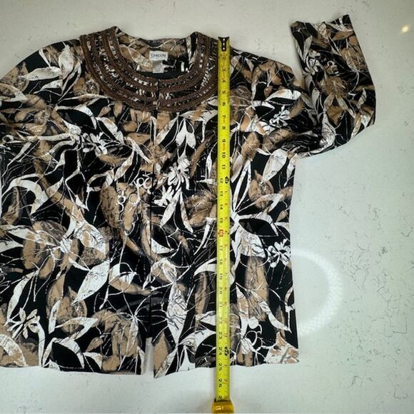 Chicos Womens Blazer Jacket Beading Embellished Collar Sz 3 Coat - Picture 2 of 5